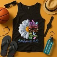 I Can Do All Things Through Christ Butterfly Art Religious Tank Top thumb 4