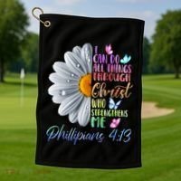 I Can Do All Things Through Christ Butterfly Art Religious Golf Towel thumb 1