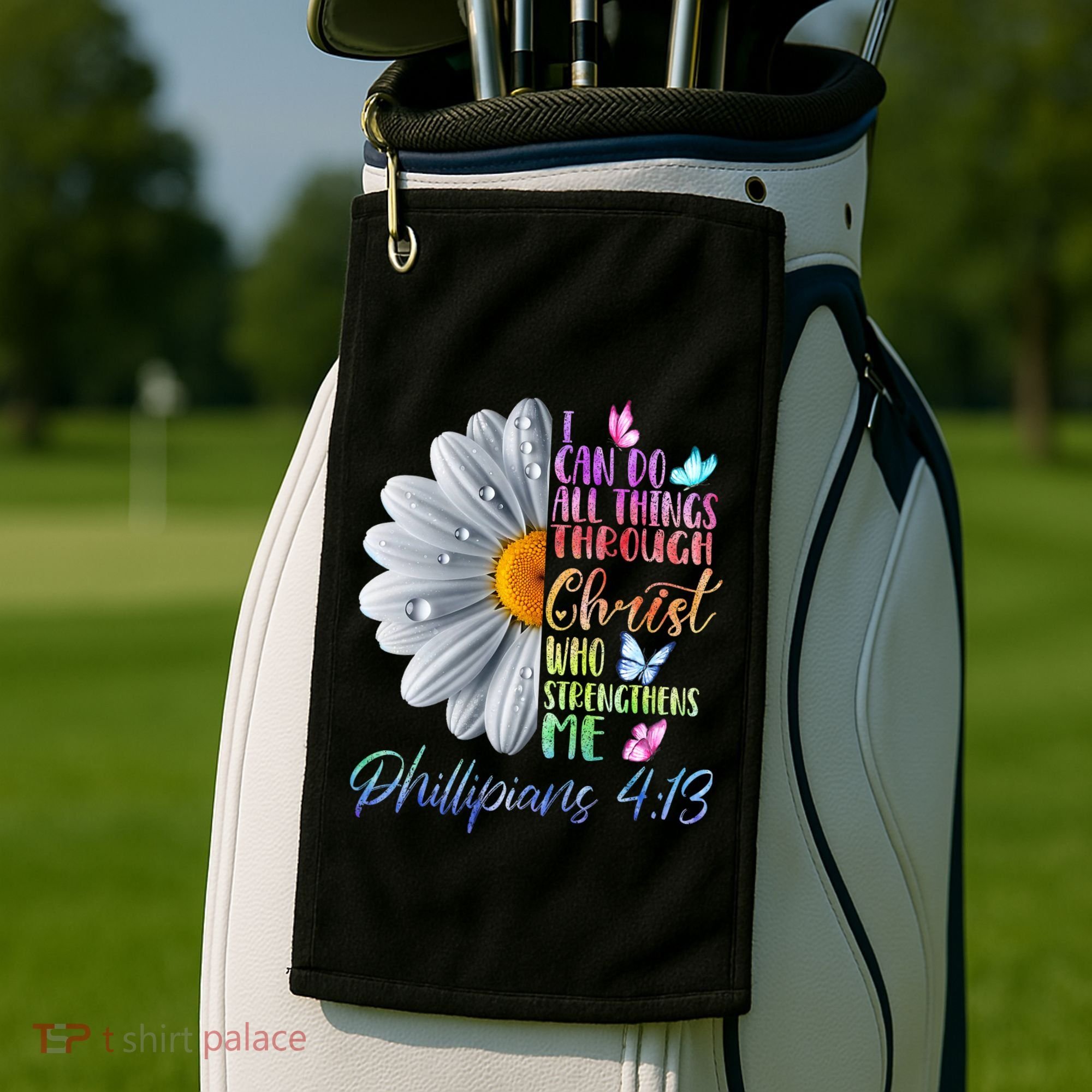 I Can Do All Things Through Christ Butterfly Art Religious Golf Towel