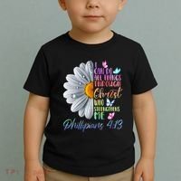 I Can Do All Things Through Christ Butterfly Art Religious Toddler T-Shirt thumb 2