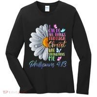 I Can Do All Things Through Christ Butterfly Art Religious Women's Long Sleeve Shirt thumb 0
