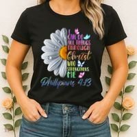 I Can Do All Things Through Christ Butterfly Art Religious Women's T-Shirt thumb 2