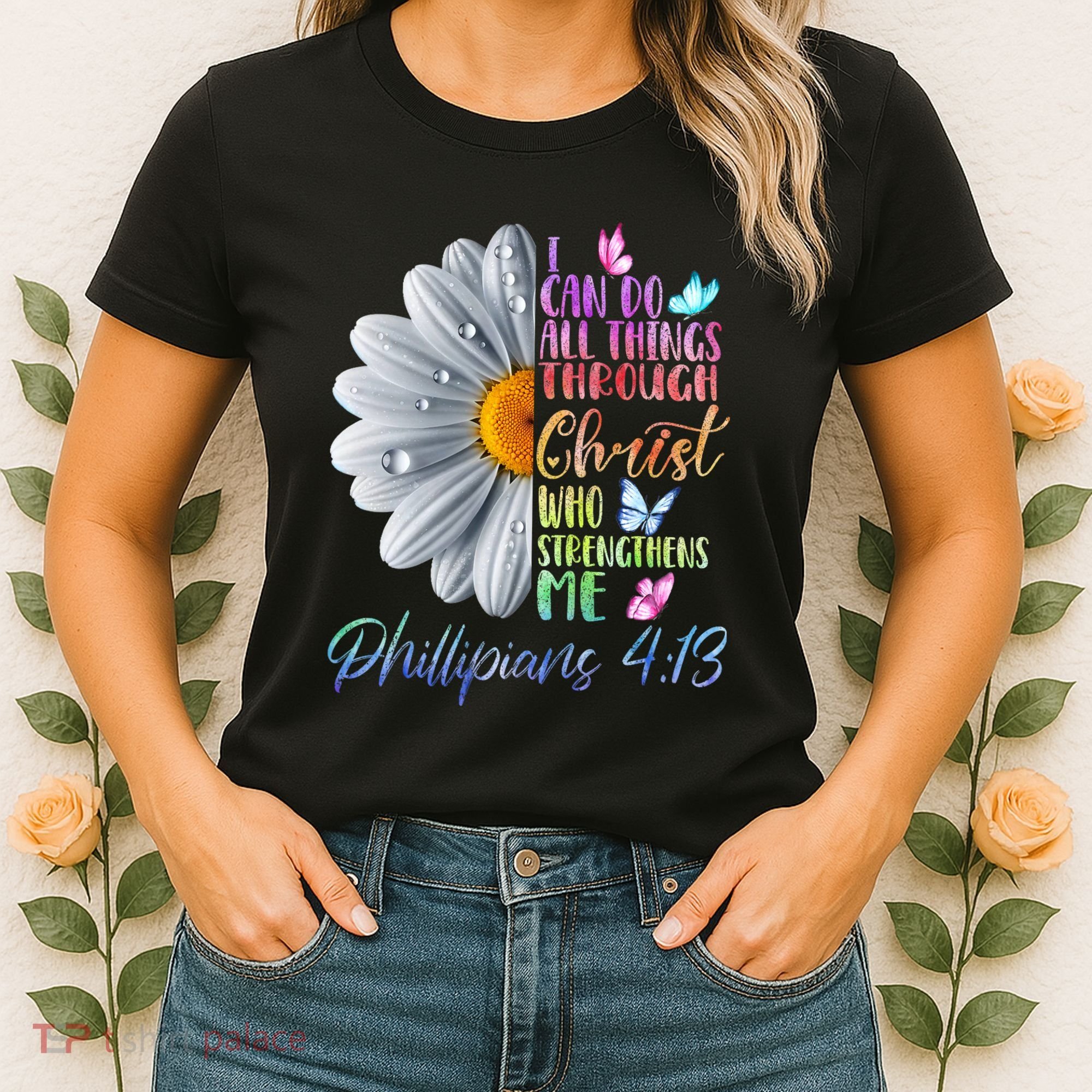 I Can Do All Things Through Christ Butterfly Art Religious Women's T-Shirt