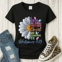 I Can Do All Things Through Christ Butterfly Art Religious Women's T-Shirt thumb 3