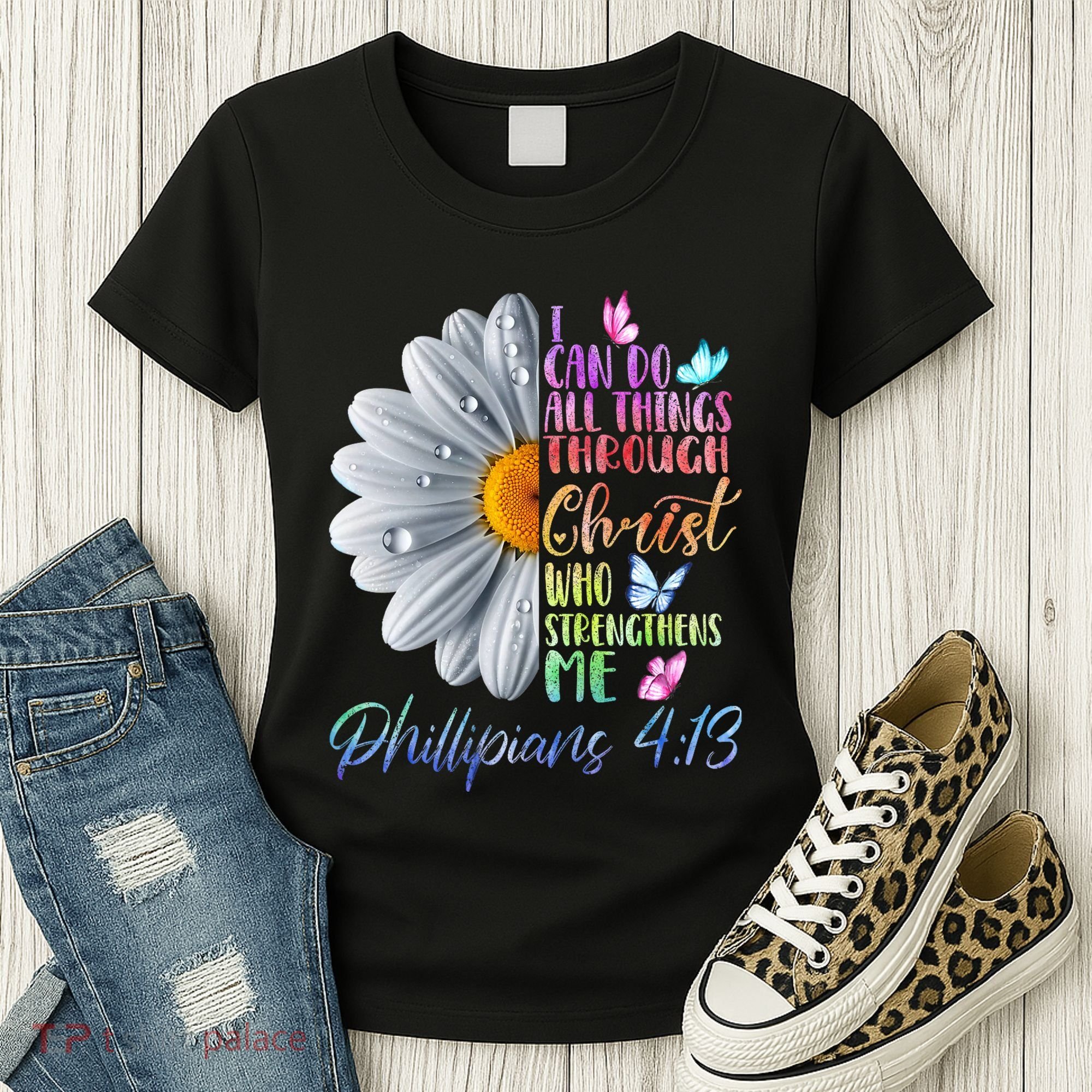 I Can Do All Things Through Christ Butterfly Art Religious Women's T-Shirt