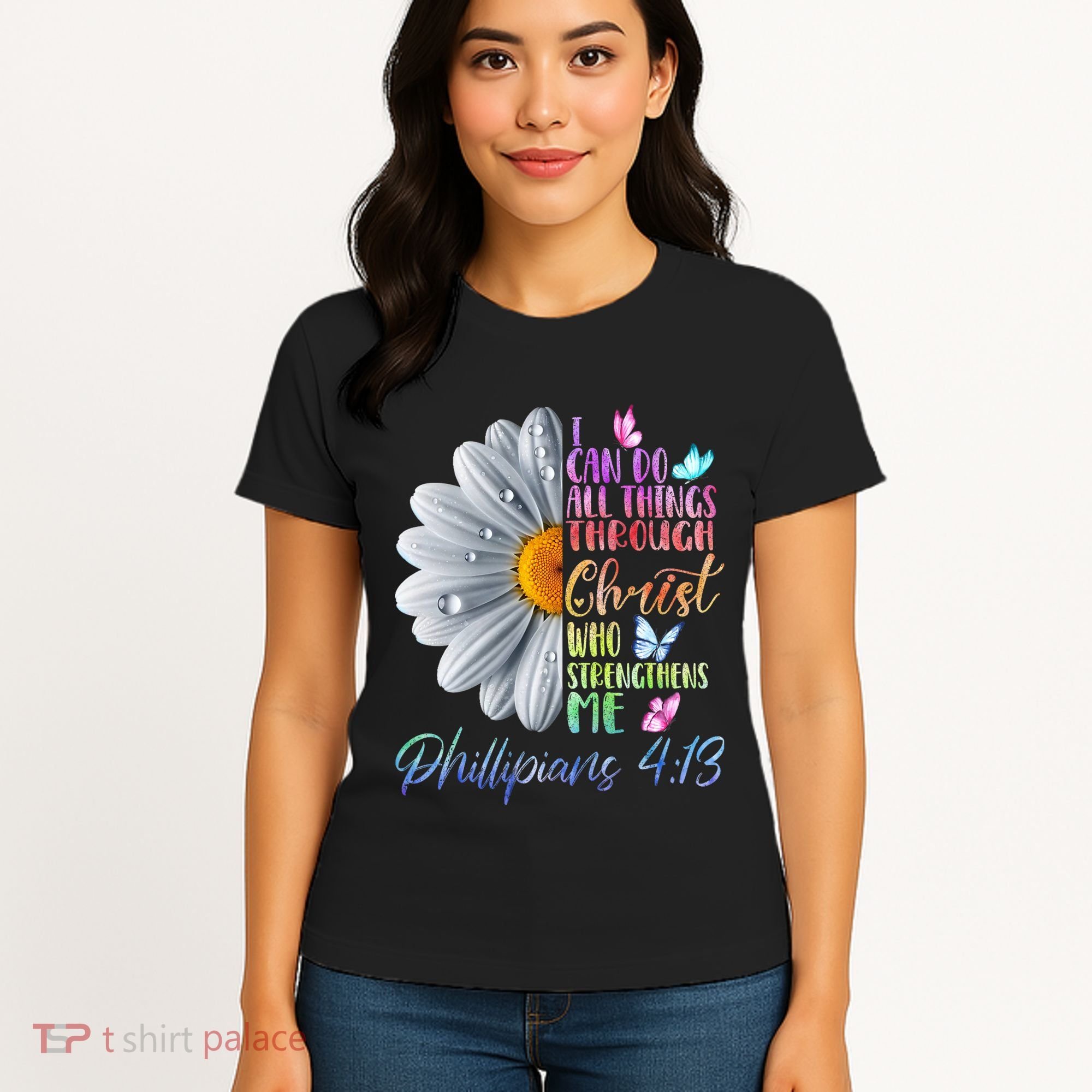 I Can Do All Things Through Christ Butterfly Art Religious Women's T-Shirt
