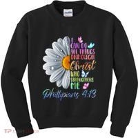 I Can Do All Things Through Christ Butterfly Art Religious Kids Sweatshirt thumb 0