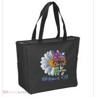 I Can Do All Things Through Christ Butterfly Art Religious Tote Bag thumb 2