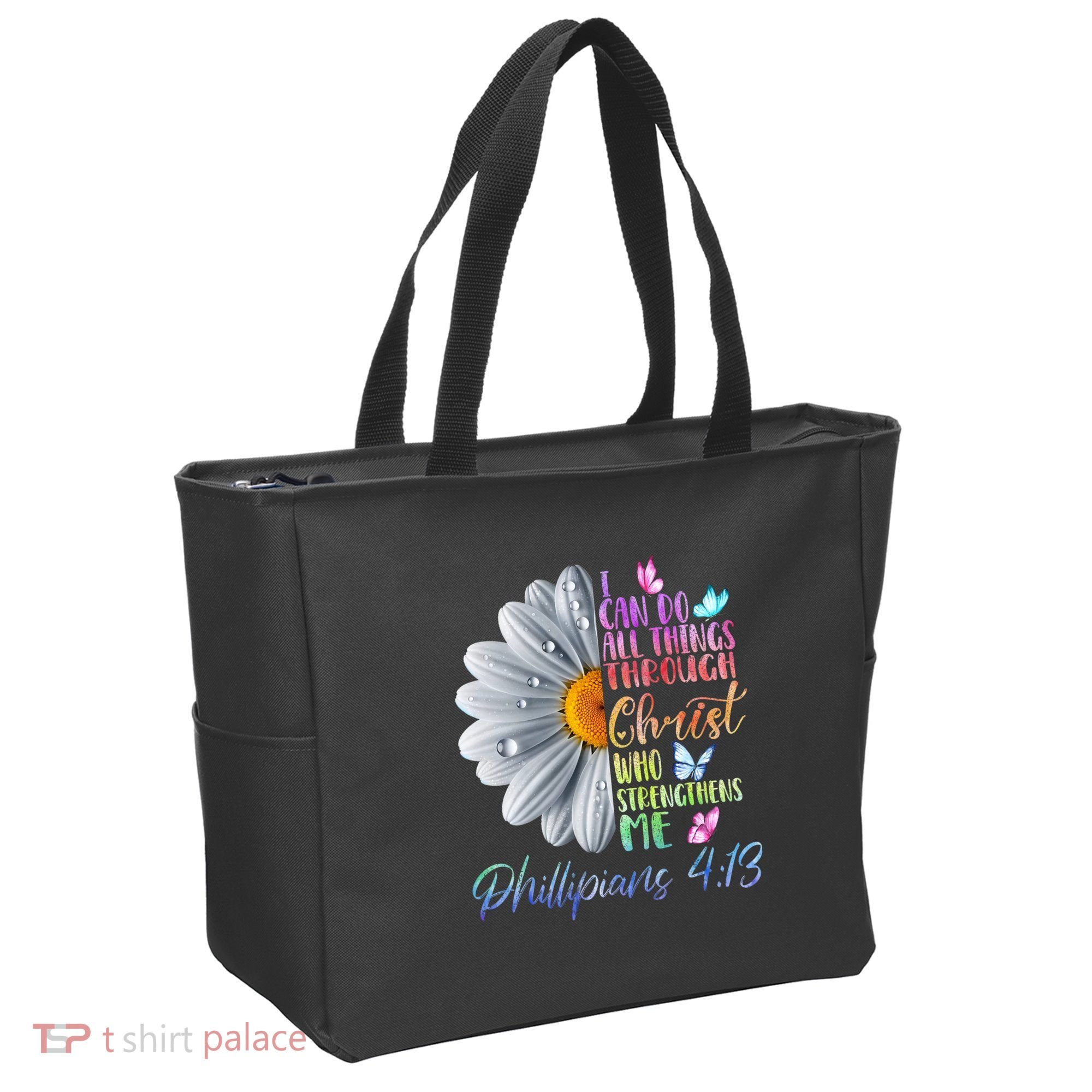 I Can Do All Things Through Christ Butterfly Art Religious Tote Bag