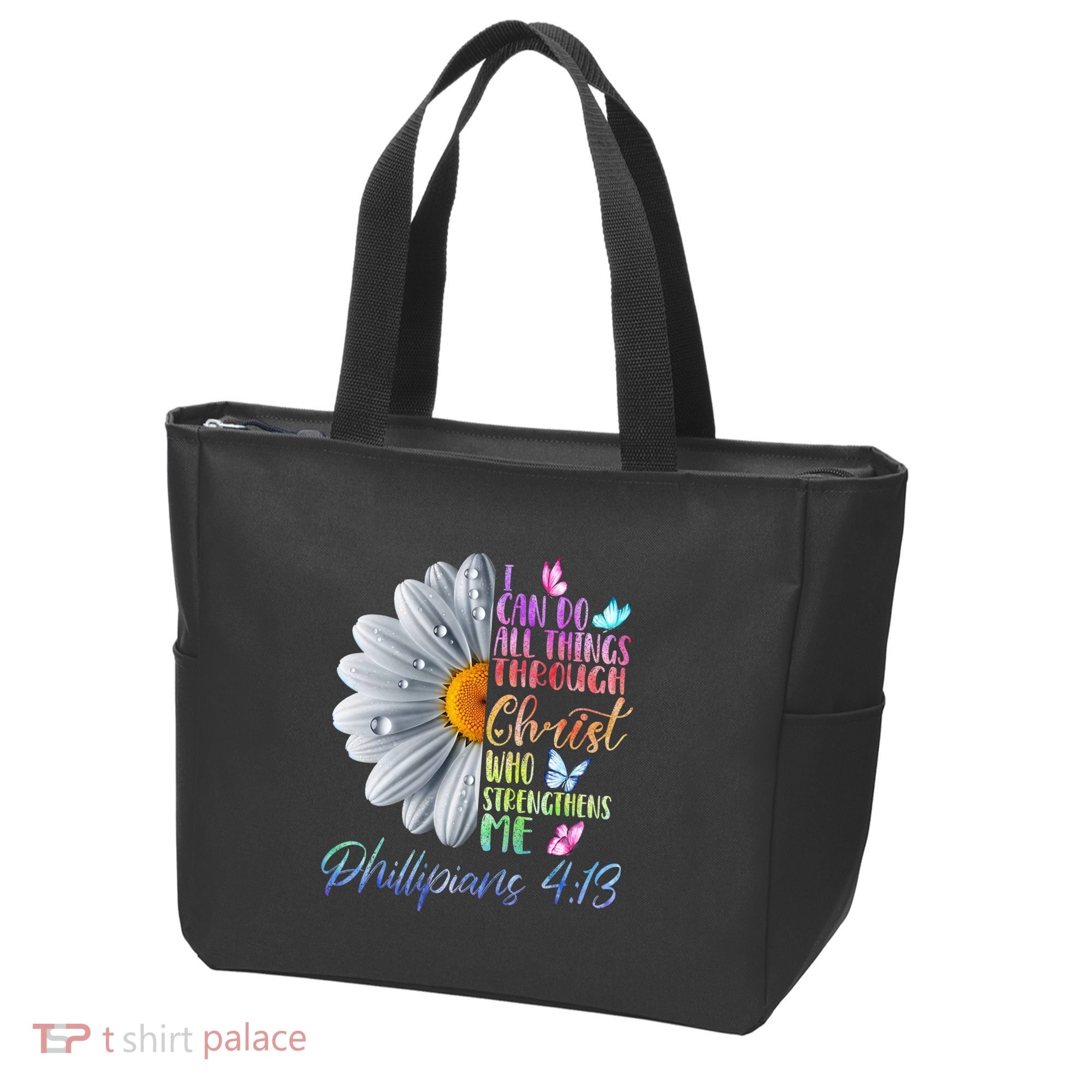 I Can Do All Things Through Christ Butterfly Art Religious Tote Bag