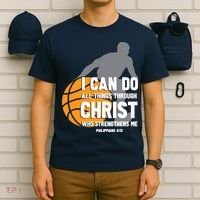 I Can Do All Things Through Christ Christian Basketball T-Shirt thumb 6