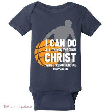 I Can Do All Things Through Christ Christian Basketball Baby Bodysuit
