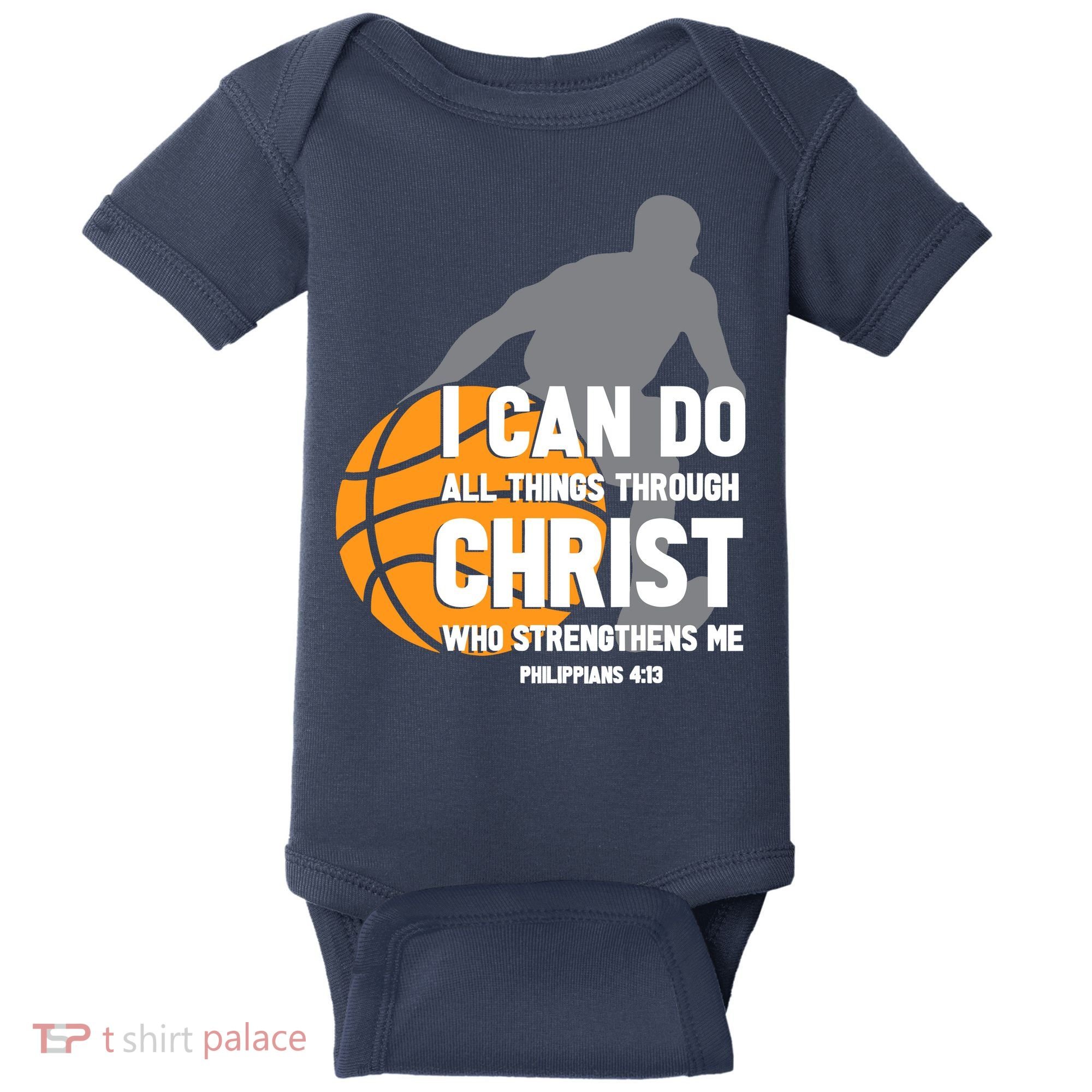 I Can Do All Things Through Christ Christian Basketball Baby Bodysuit