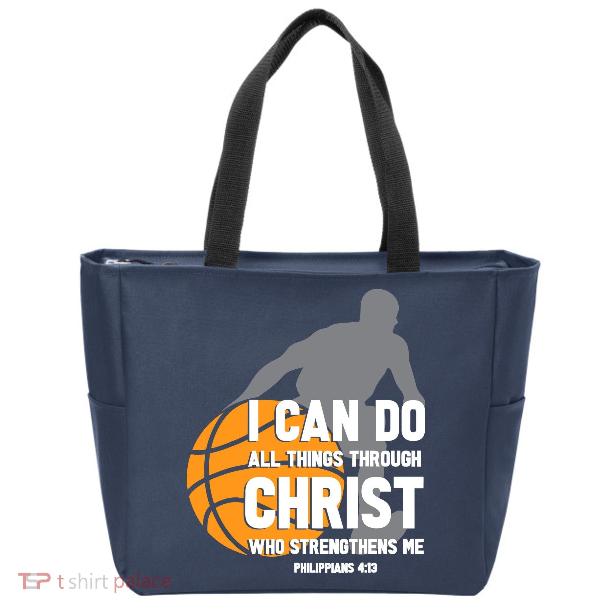 I Can Do All Things Through Christ Christian Basketball Tote Bag