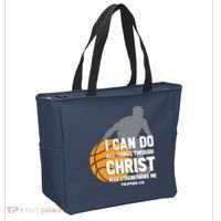 I Can Do All Things Through Christ Christian Basketball Tote Bag thumb 2