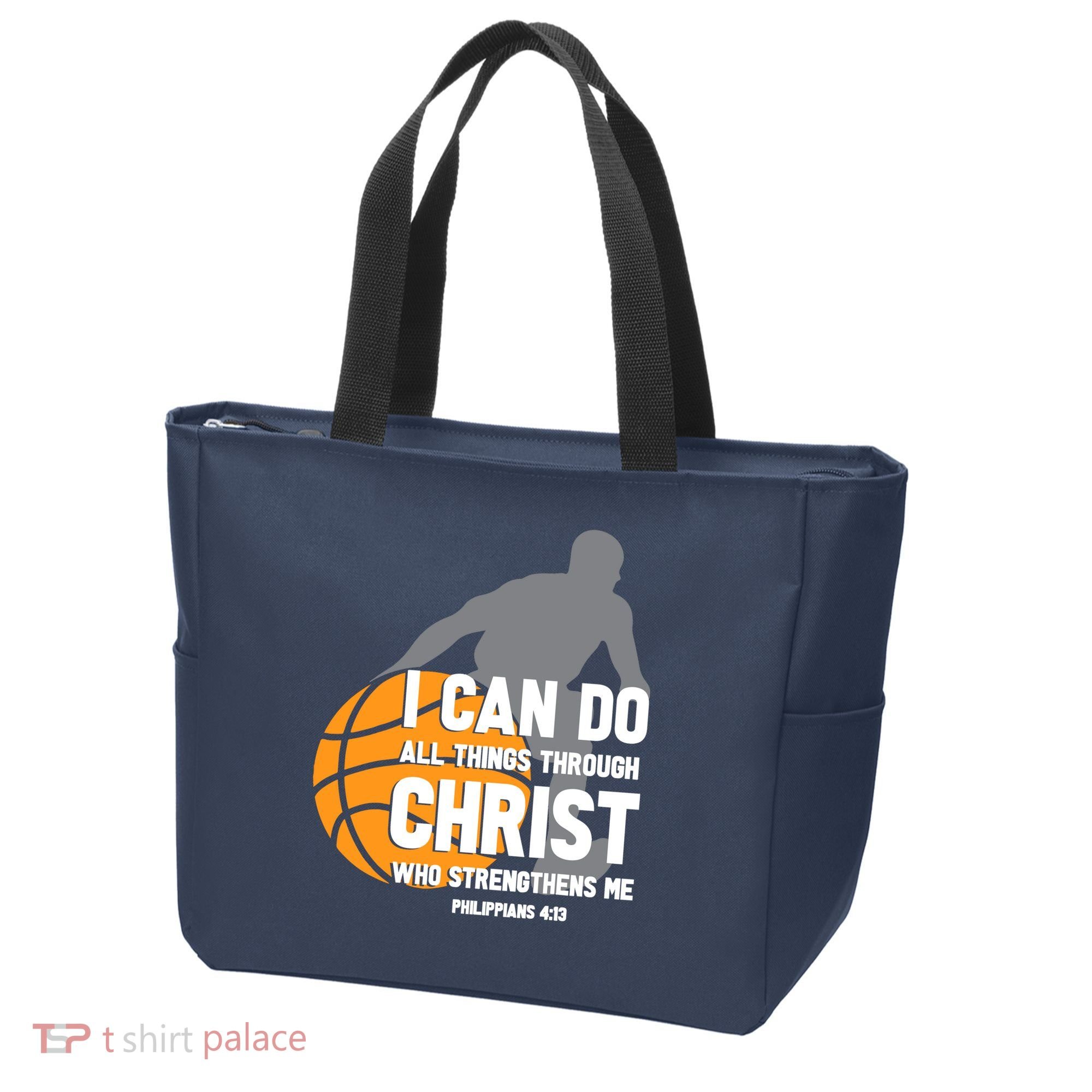I Can Do All Things Through Christ Christian Basketball Tote Bag