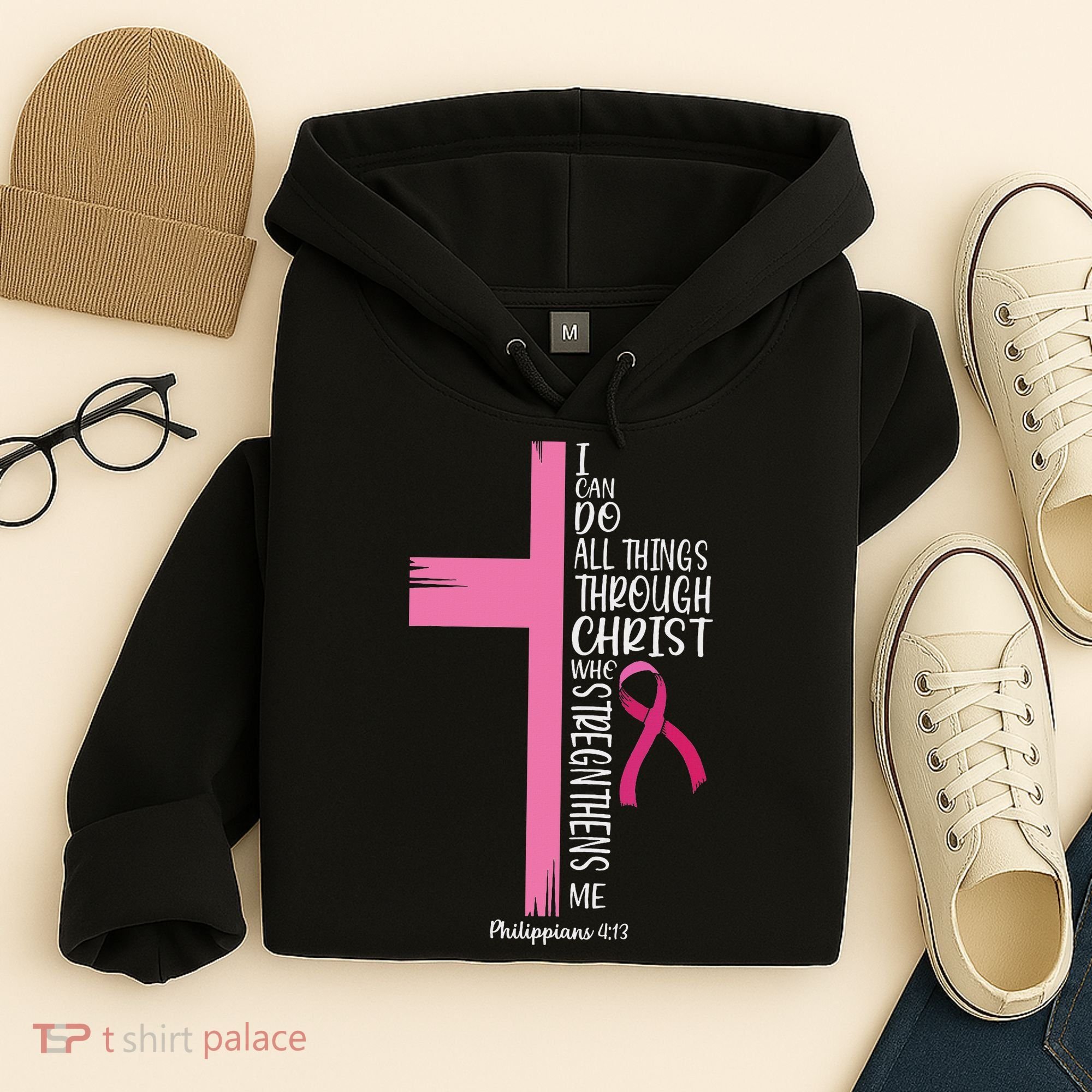 I Can Do All Things Through Christ Breast Cancer Awareness Hoodie