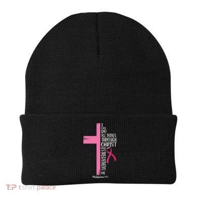 I Can Do All Things Through Christ Breast Cancer Awareness Beanie