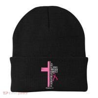 I Can Do All Things Through Christ Breast Cancer Awareness Beanie thumb 0