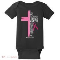 I Can Do All Things Through Christ Breast Cancer Awareness Baby Bodysuit thumb 0