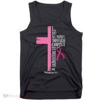 I Can Do All Things Through Christ Breast Cancer Awareness Tank Top thumb 0
