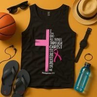 I Can Do All Things Through Christ Breast Cancer Awareness Tank Top thumb 4