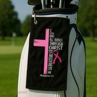 I Can Do All Things Through Christ Breast Cancer Awareness Golf Towel thumb 2