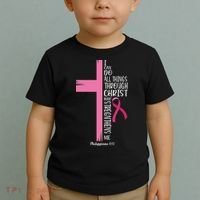 I Can Do All Things Through Christ Breast Cancer Awareness Toddler T-Shirt thumb 2