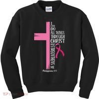 I Can Do All Things Through Christ Breast Cancer Awareness Kids Sweatshirt thumb 0