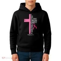 I Can Do All Things Through Christ Breast Cancer Awareness Kids Hoodie thumb 4