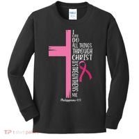 I Can Do All Things Through Christ Breast Cancer Awareness Kids Long Sleeve Shirt thumb 0