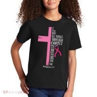 I Can Do All Things Through Christ Breast Cancer Awareness Kids T-Shirt thumb 2