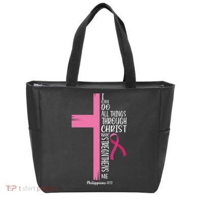 I Can Do All Things Through Christ Breast Cancer Awareness Tote Bag