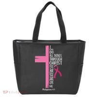 I Can Do All Things Through Christ Breast Cancer Awareness Tote Bag thumb 0