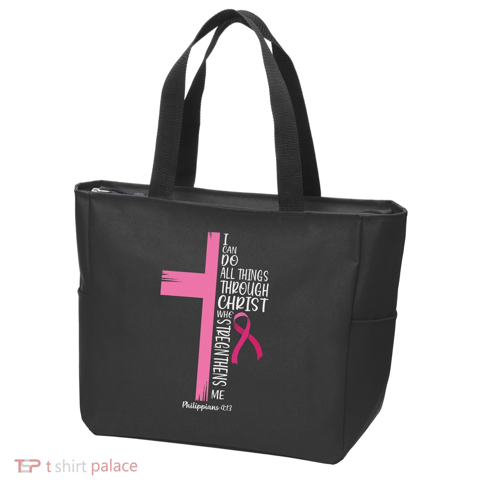 I Can Do All Things Through Christ Breast Cancer Awareness Tote Bag