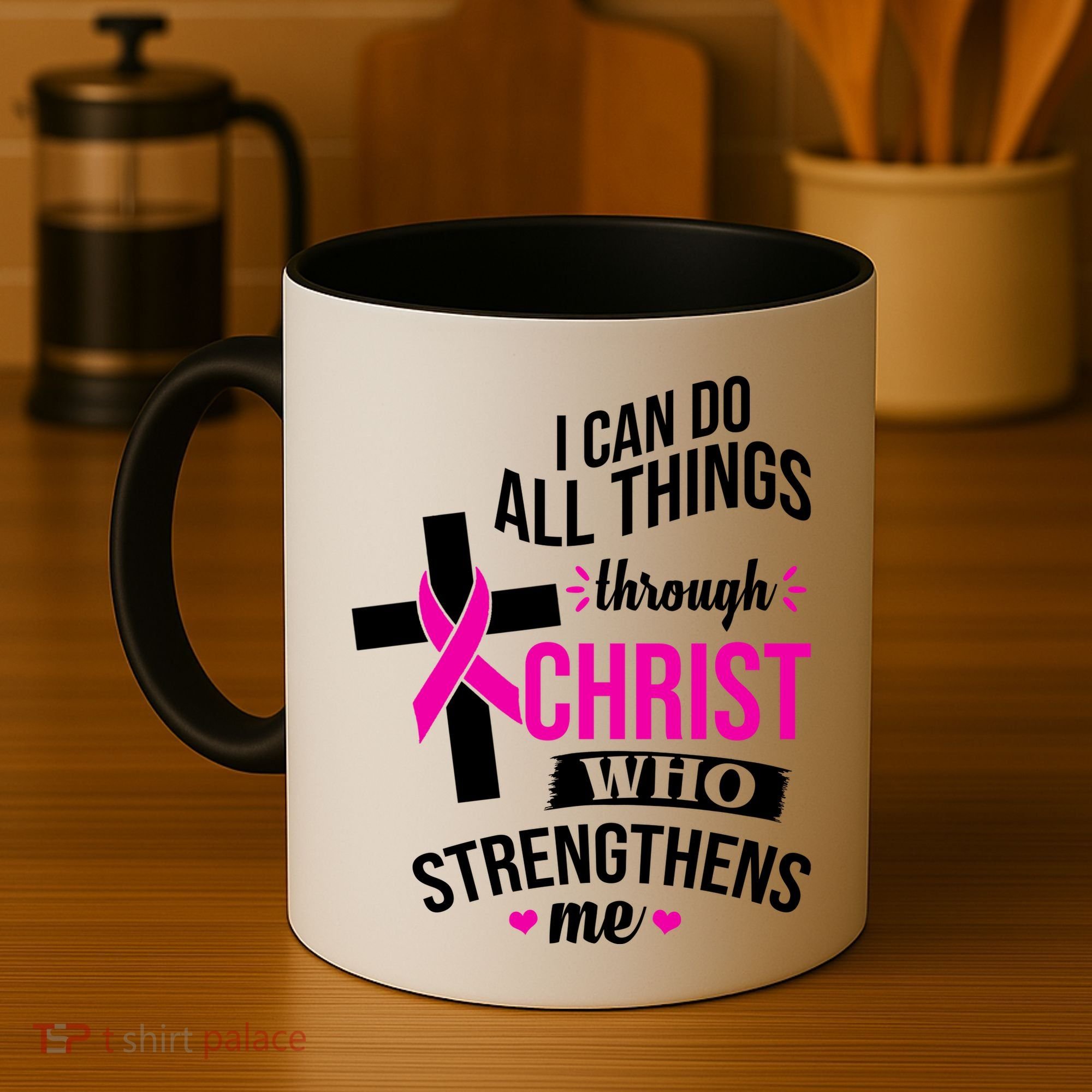 I Can Do All Things Through Christ Who Strengthens Me Breast Cancer Coffee Mug