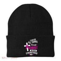 I Can Do All Things Through Christ Who Strengthens Me Breast Cancer Beanie thumb 0