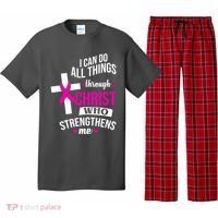 I Can Do All Things Through Christ Who Strengthens Me Breast Cancer Pajama Set thumb 0