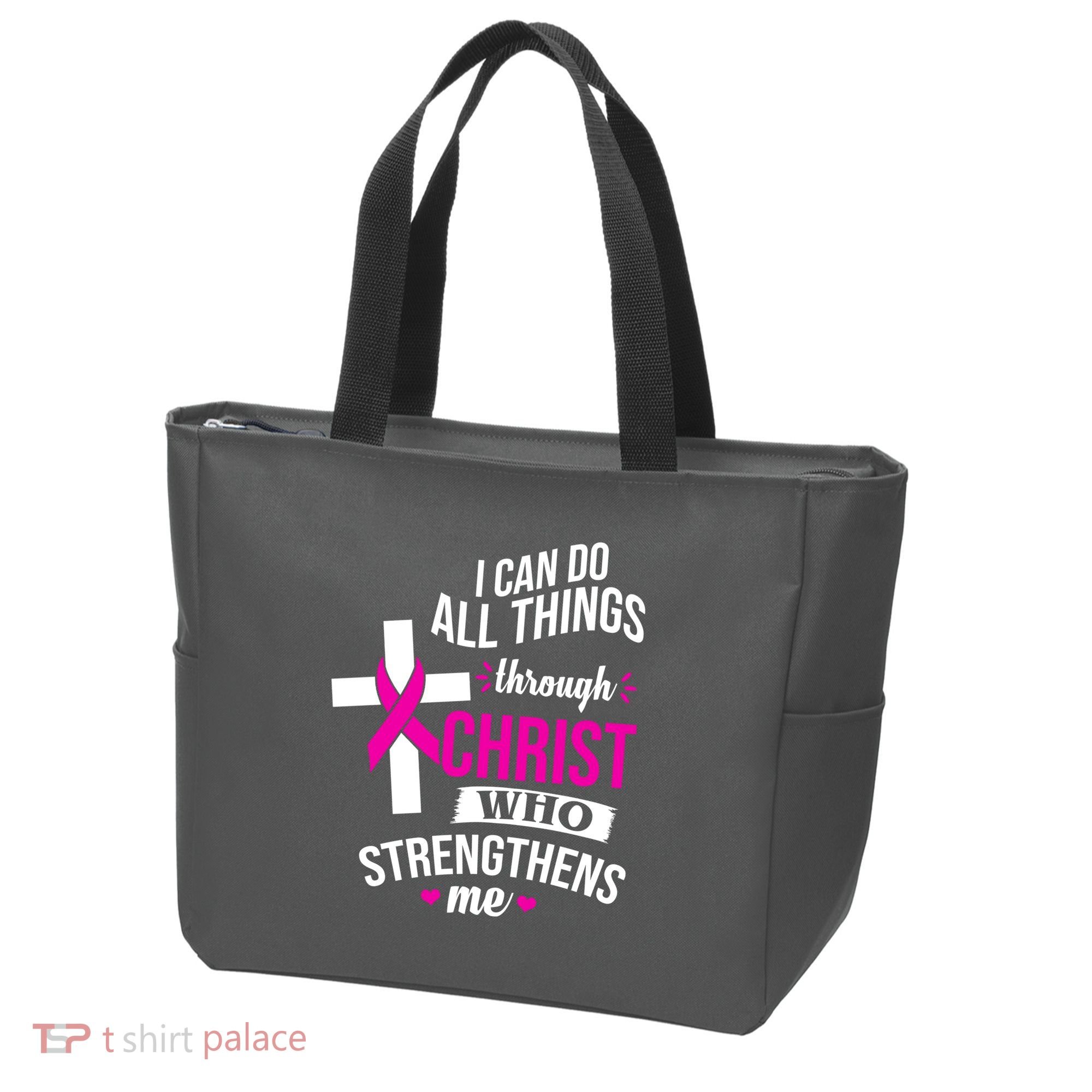 I Can Do All Things Through Christ Who Strengthens Me Breast Cancer Tote Bag