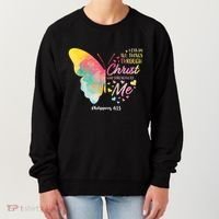 I Can Do All Things Through Christ Religous Bible Butterfly Women's Sweatshirt thumb 0