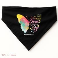 I Can Do All Things Through Christ Religous Bible Butterfly USA-Made Doggie Bandana thumb 0