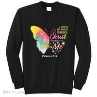 I Can Do All Things Through Christ Religous Bible Butterfly Sweatshirt thumb 0