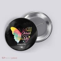 I Can Do All Things Through Christ Religous Bible Butterfly Button thumb 0