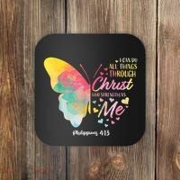 I Can Do All Things Through Christ Religous Bible Butterfly Coaster thumb 0