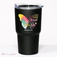 I Can Do All Things Through Christ Religous Bible Butterfly Tumbler thumb 0