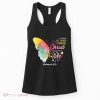 I Can Do All Things Through Christ Religous Bible Butterfly Women's Tank Top thumb 0