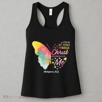I Can Do All Things Through Christ Religous Bible Butterfly Women's Tank Top thumb 3