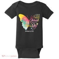 I Can Do All Things Through Christ Religous Bible Butterfly Baby Bodysuit thumb 0