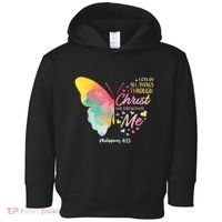 I Can Do All Things Through Christ Religous Bible Butterfly Toddler Hoodie thumb 0