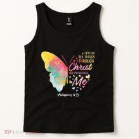 I Can Do All Things Through Christ Religous Bible Butterfly Tank Top thumb 2